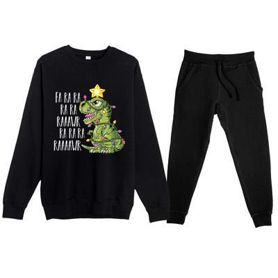 Dinosaur Christmas Gift Fa Ra Ra Rawr Tree Rex Xmas Gift Premium Crewneck Sweatsuit Set