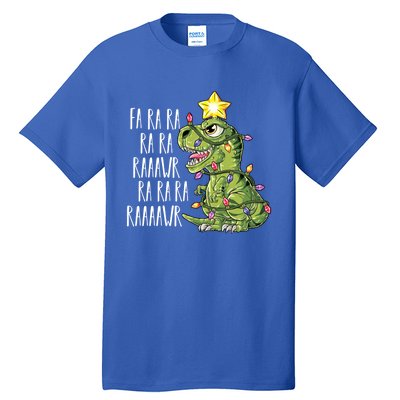 Dinosaur Christmas Gift Fa Ra Ra Rawr Tree Rex Xmas Gift Tall T-Shirt