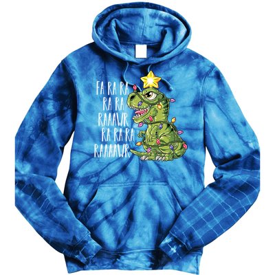 Dinosaur Christmas Gift Fa Ra Ra Rawr Tree Rex Xmas Gift Tie Dye Hoodie