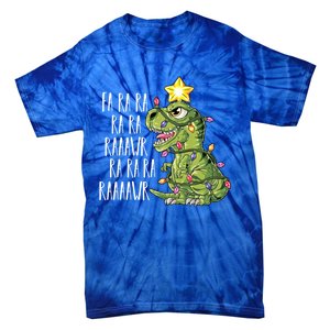 Dinosaur Christmas Gift Fa Ra Ra Rawr Tree Rex Xmas Gift Tie-Dye T-Shirt