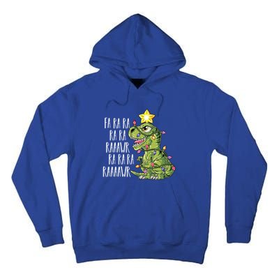 Dinosaur Christmas Gift Fa Ra Ra Rawr Tree Rex Xmas Gift Tall Hoodie