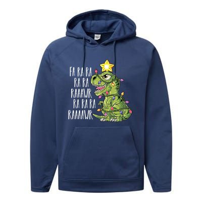 Dinosaur Christmas Gift Fa Ra Ra Rawr Tree Rex Xmas Gift Performance Fleece Hoodie