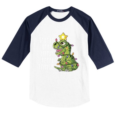 Dinosaur Christmas Gift Fa Ra Ra Rawr Tree Rex Xmas Gift Baseball Sleeve Shirt