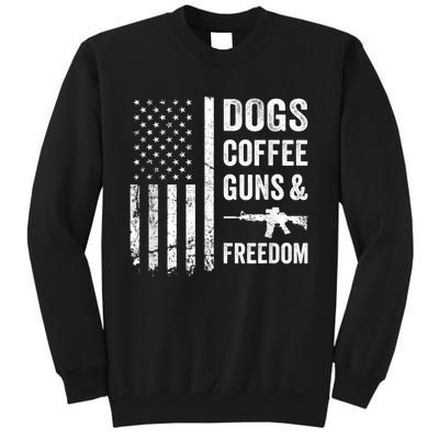 DOGS COFFEE GUNS & FREEDOM Funny Pro Gun American Flag Sweatshirt