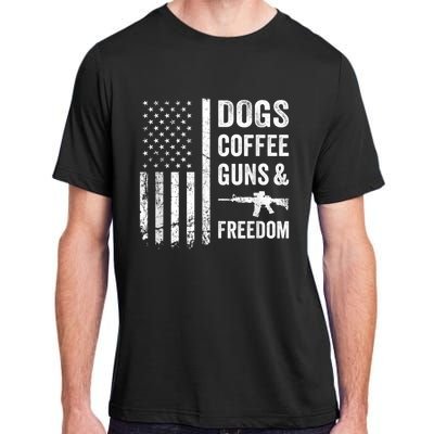 DOGS COFFEE GUNS & FREEDOM Funny Pro Gun American Flag Adult ChromaSoft Performance T-Shirt