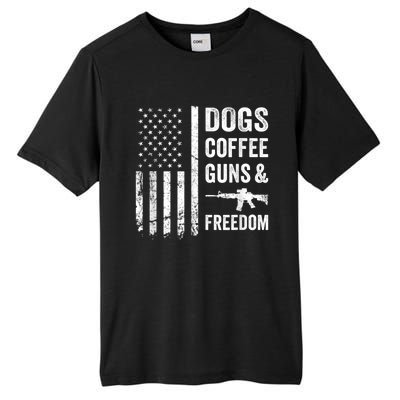 DOGS COFFEE GUNS & FREEDOM Funny Pro Gun American Flag Tall Fusion ChromaSoft Performance T-Shirt