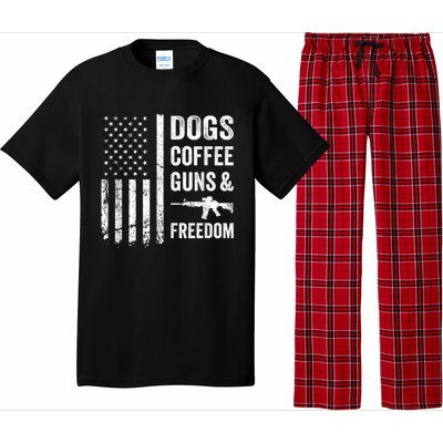 DOGS COFFEE GUNS & FREEDOM Funny Pro Gun American Flag Pajama Set