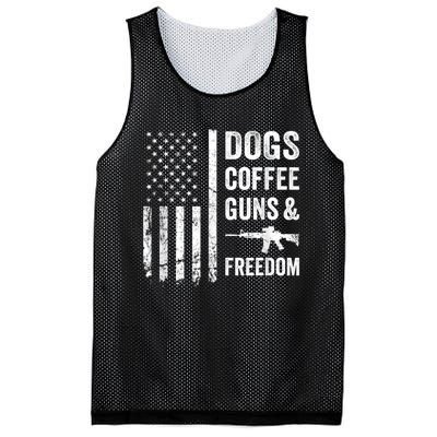 DOGS COFFEE GUNS & FREEDOM Funny Pro Gun American Flag Mesh Reversible Basketball Jersey Tank