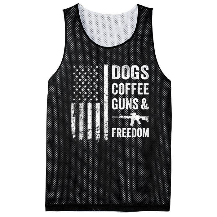 DOGS COFFEE GUNS & FREEDOM Funny Pro Gun American Flag Mesh Reversible Basketball Jersey Tank