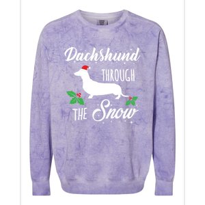 Dachshund Christmas Gift Dachshund Through Snow Dog Gift Colorblast Crewneck Sweatshirt