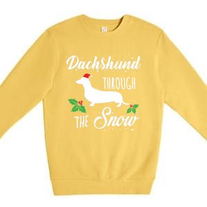 Dachshund Christmas Gift Dachshund Through Snow Dog Gift Premium Crewneck Sweatshirt