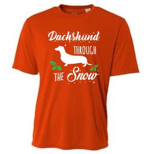 Dachshund Christmas Gift Dachshund Through Snow Dog Gift Cooling Performance Crew T-Shirt