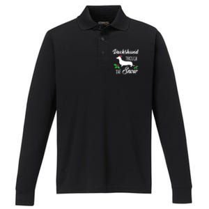 Dachshund Christmas Gift Dachshund Through Snow Dog Gift Performance Long Sleeve Polo