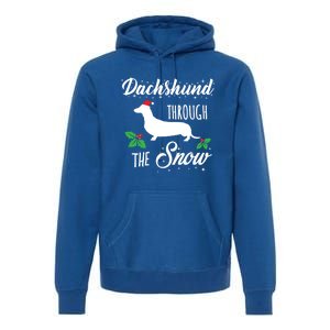 Dachshund Christmas Gift Dachshund Through Snow Dog Gift Premium Hoodie