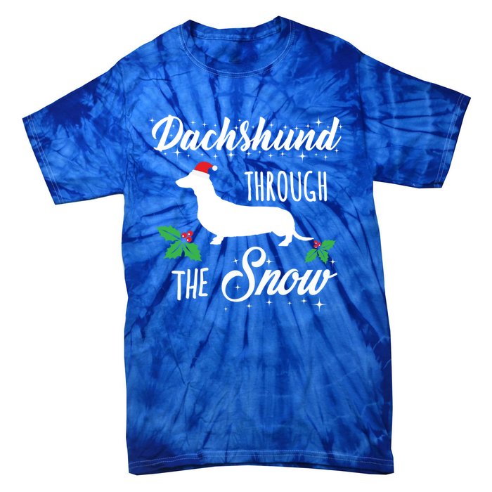 Dachshund Christmas Gift Dachshund Through Snow Dog Gift Tie-Dye T-Shirt