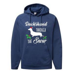 Dachshund Christmas Gift Dachshund Through Snow Dog Gift Performance Fleece Hoodie