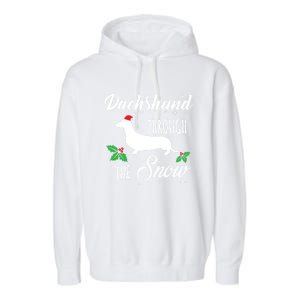 Dachshund Christmas Gift Dachshund Through Snow Dog Gift Garment-Dyed Fleece Hoodie