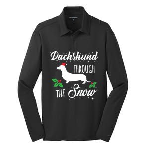 Dachshund Christmas Gift Dachshund Through Snow Dog Tee Gift Silk Touch Performance Long Sleeve Polo