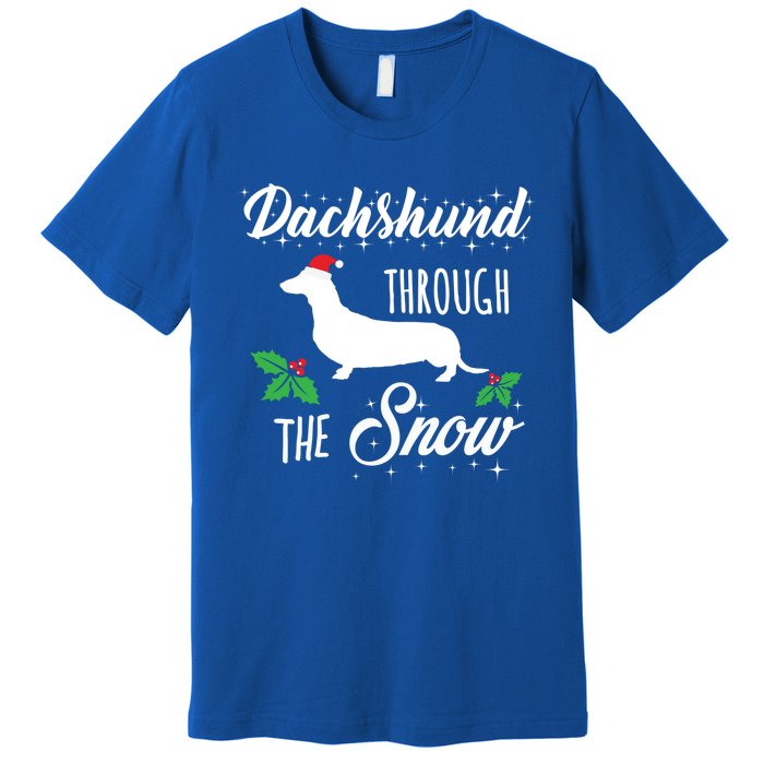 Dachshund Christmas Gift Dachshund Through Snow Dog Tee Gift Premium T-Shirt