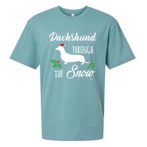 Dachshund Christmas Gift Dachshund Through Snow Dog Tee Gift Sueded Cloud Jersey T-Shirt