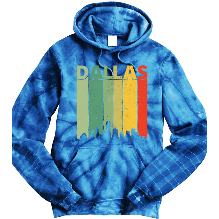 Dallas Cool Gift 80s Vintage Retro Dallas Texas Skyline Gift Tie Dye Hoodie