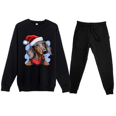 Dachshund Christmas Gift Premium Crewneck Sweatsuit Set