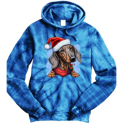 Dachshund Christmas Gift Tie Dye Hoodie