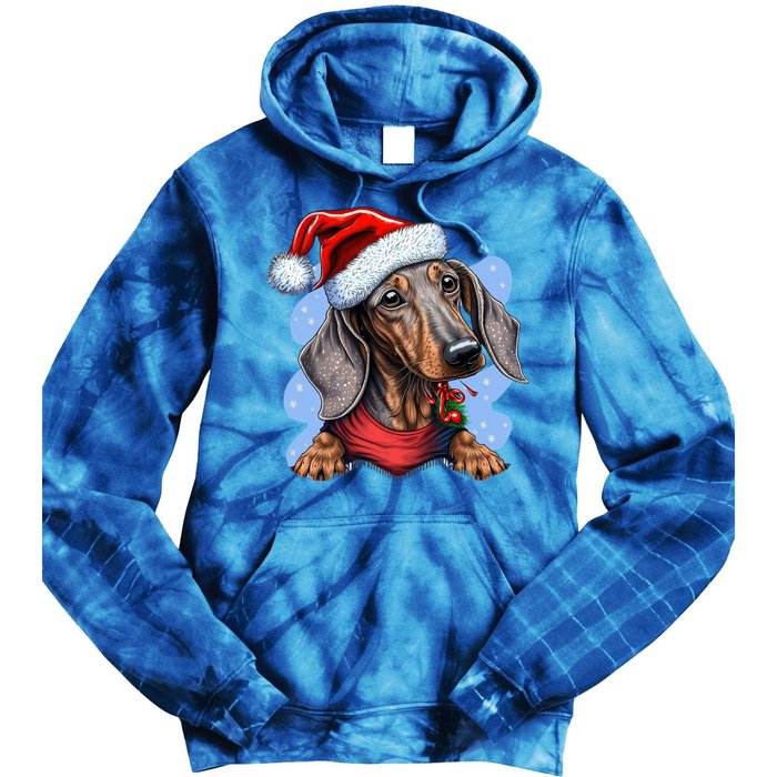 Dachshund Christmas Gift Tie Dye Hoodie