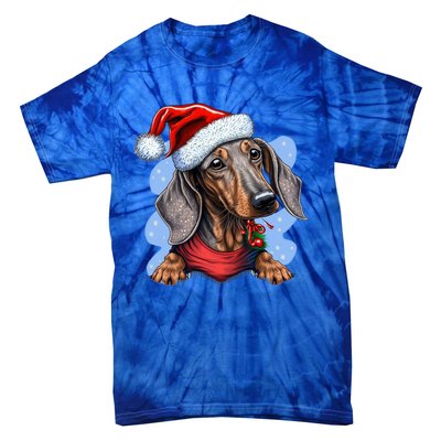 Dachshund Christmas Gift Tie-Dye T-Shirt