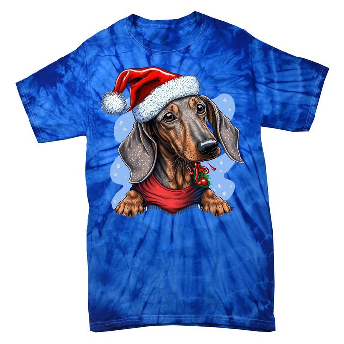 Dachshund Christmas Gift Tie-Dye T-Shirt