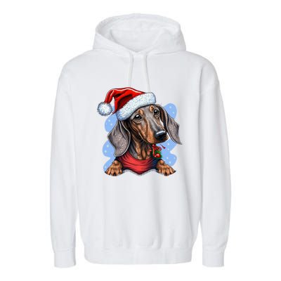 Dachshund Christmas Gift Garment-Dyed Fleece Hoodie