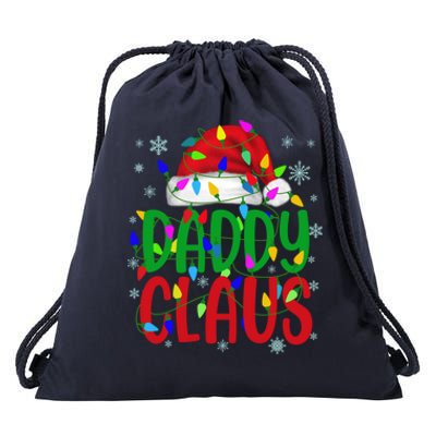 Daddy Claus Gift Christmas Lights Pajama Matching Family Cute Gift Drawstring Bag