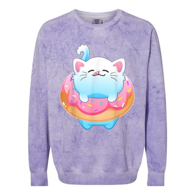 Donut Cat Gifts For Kitty Lovers S Colorblast Crewneck Sweatshirt