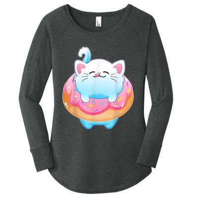 Donut Cat Gifts For Kitty Lovers S Women's Perfect Tri Tunic Long Sleeve Shirt