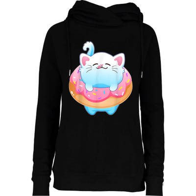 Donut Cat Gifts For Kitty Lovers S Womens Funnel Neck Pullover Hood