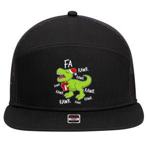 Dinosaur Christmas Gift Fa Ra Rawr Tree Rex Xmas Gift Great Gift 7 Panel Mesh Trucker Snapback Hat