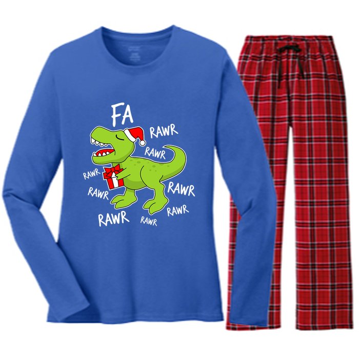 Dinosaur Christmas Gift Fa Ra Rawr Tree Rex Xmas Gift Great Gift Women's Long Sleeve Flannel Pajama Set 