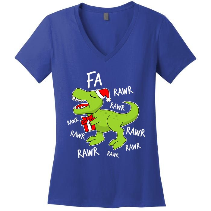 Dinosaur Christmas Gift Fa Ra Rawr Tree Rex Xmas Gift Great Gift Women's V-Neck T-Shirt