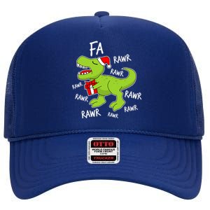 Dinosaur Christmas Gift Fa Ra Rawr Tree Rex Xmas Gift Great Gift High Crown Mesh Back Trucker Hat