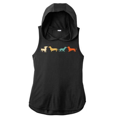 Dachshund Cute Gift Vintage Retro Wiener Dog Tee Gift Ladies PosiCharge Tri-Blend Wicking Draft Hoodie Tank