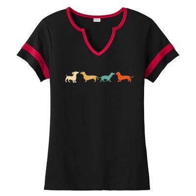 Dachshund Cute Gift Vintage Retro Wiener Dog Tee Gift Ladies Halftime Notch Neck Tee