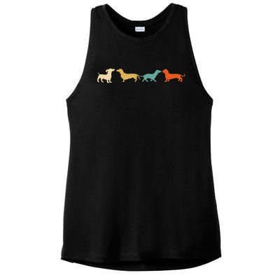 Dachshund Cute Gift Vintage Retro Wiener Dog Tee Gift Ladies PosiCharge Tri-Blend Wicking Tank