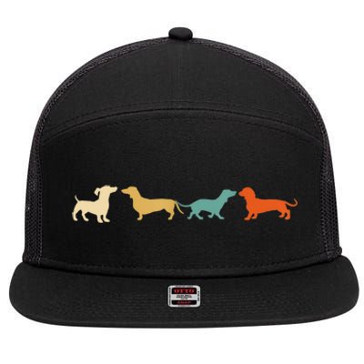 Dachshund Cute Gift Vintage Retro Wiener Dog Tee Gift 7 Panel Mesh Trucker Snapback Hat