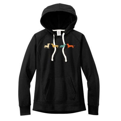 Dachshund Cute Gift Vintage Retro Wiener Dog Tee Gift Women's Fleece Hoodie