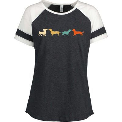 Dachshund Cute Gift Vintage Retro Wiener Dog Tee Gift Enza Ladies Jersey Colorblock Tee