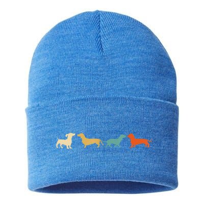 Dachshund Cute Gift Vintage Retro Wiener Dog Tee Gift Sustainable Knit Beanie