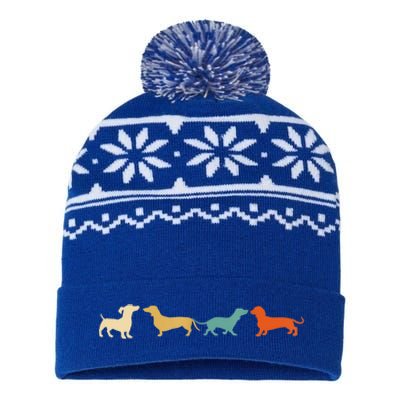 Dachshund Cute Gift Vintage Retro Wiener Dog Tee Gift USA-Made Snowflake Beanie