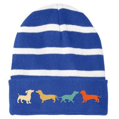 Dachshund Cute Gift Vintage Retro Wiener Dog Tee Gift Striped Beanie with Solid Band