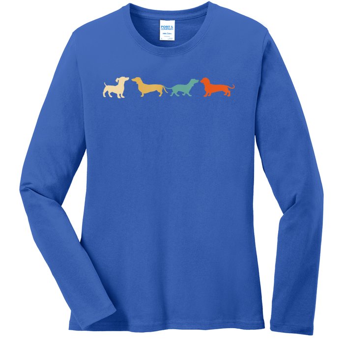 Dachshund Cute Gift Vintage Retro Wiener Dog Tee Gift Ladies Long Sleeve Shirt