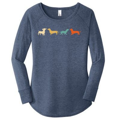 Dachshund Cute Gift Vintage Retro Wiener Dog Tee Gift Women's Perfect Tri Tunic Long Sleeve Shirt